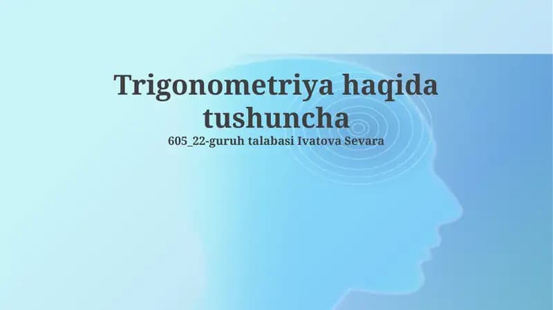 Trigonometriya haqida tushuncha