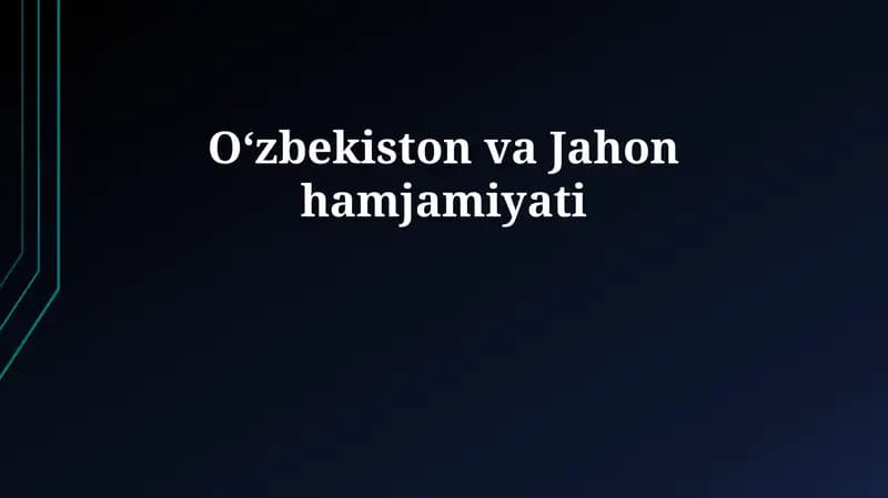 Oʻzbekiston va Jahon hamjamiyati