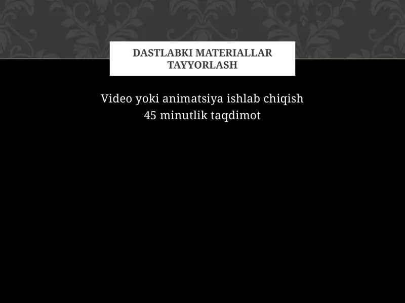 Video yoki animatsiya ishlab chiqish