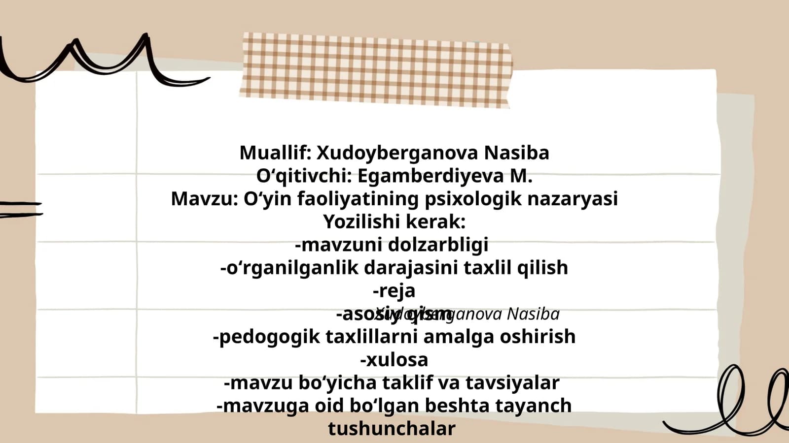 Oʻyin faoliyatining psixologik nazaryasi