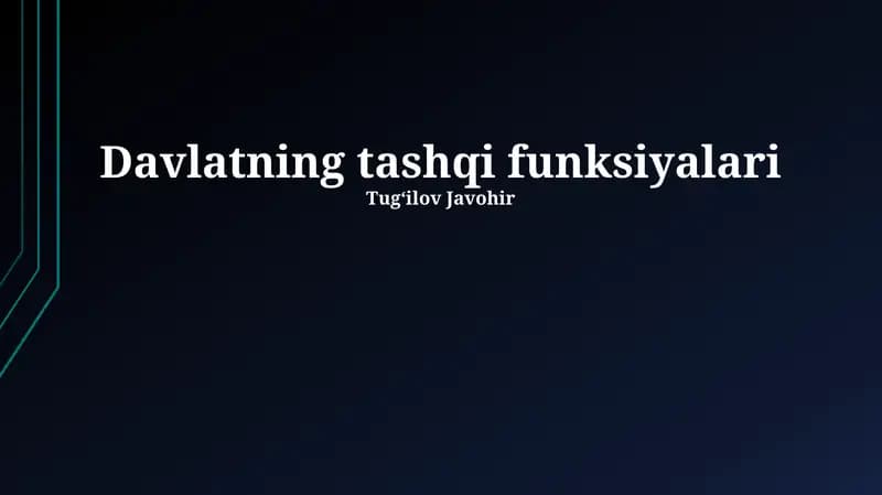 Davlatning tashqi funksiyalari