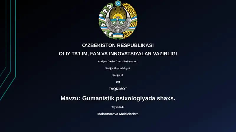 Gumanistik psixologiyada shaxs