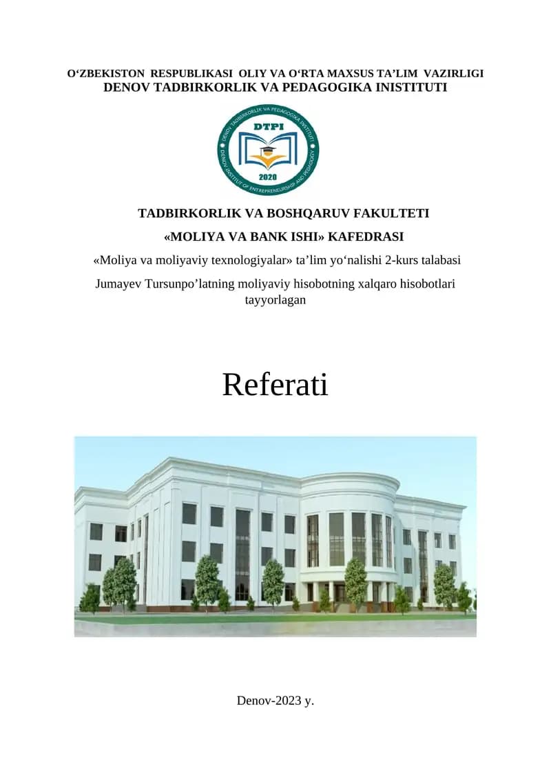 Nomoddiy aktivlar referati
