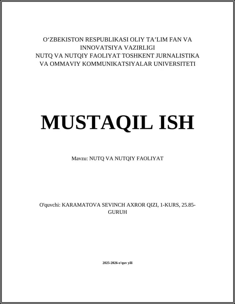 NUTQ VA NUTQIY FAOLIYAT
