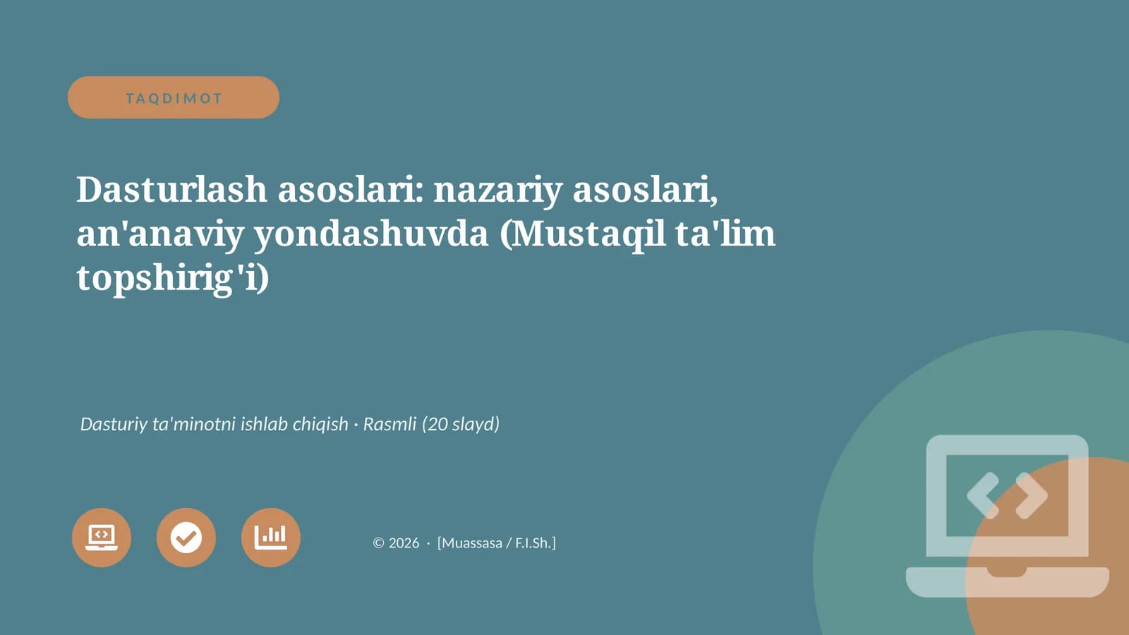 Dasturlash asoslari: nazariy asoslari, an'anaviy yondashuvda
