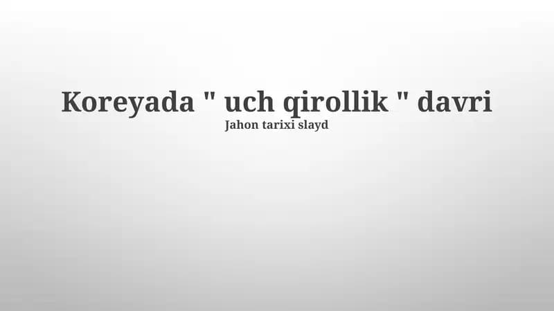 Uch Qirollik Davri Koreyada