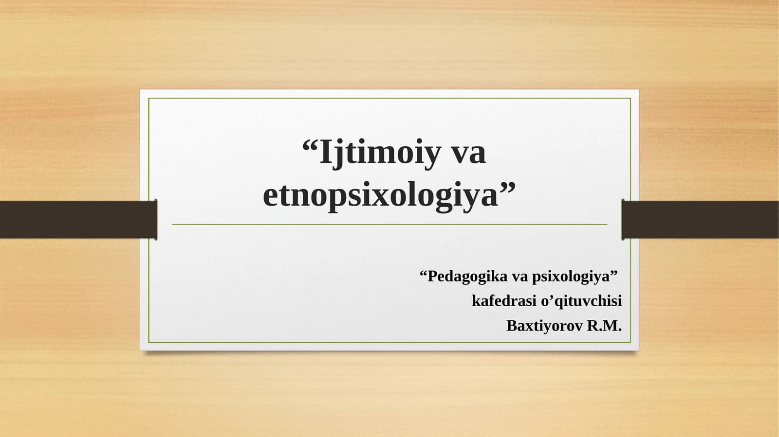 Ijtimoiy va etnopsixologiya