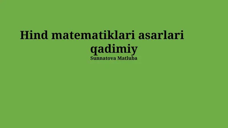 Hind matematiklari asarlari