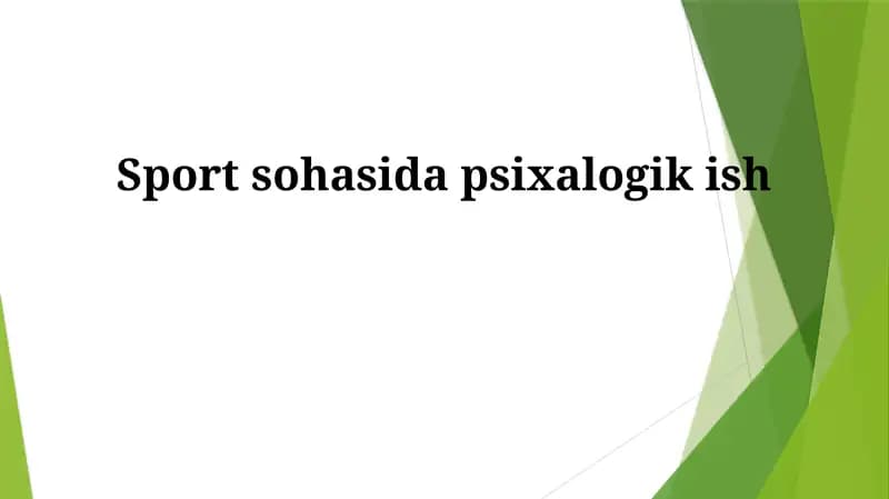 Sportda Psixologik Ish