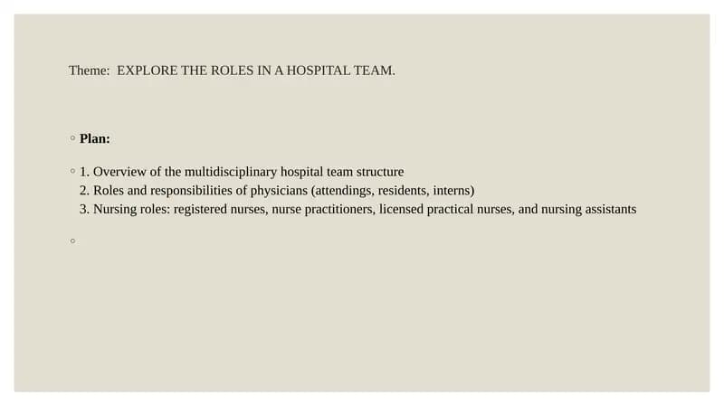 Roles in a Hospital Team