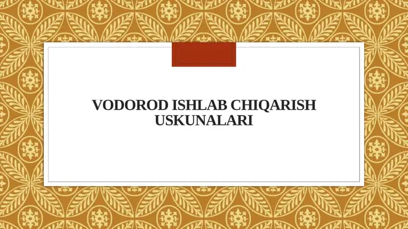 Vodorod ishlab chiqarish uskunalari
