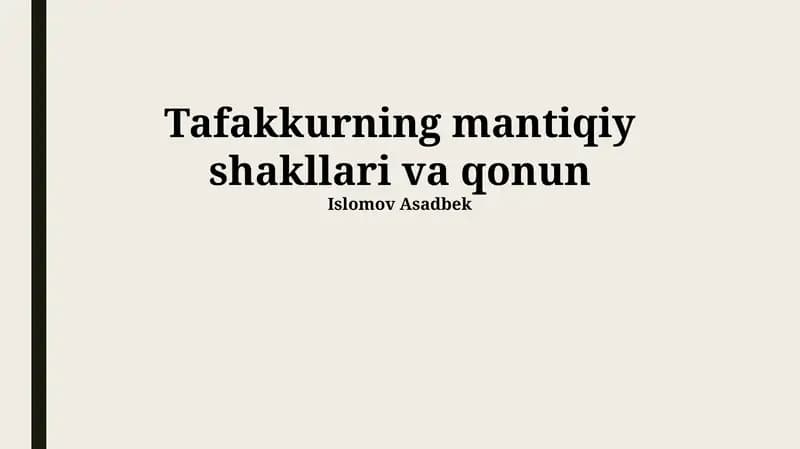 Tafakkurning mantiqiy shakllari va qonun
