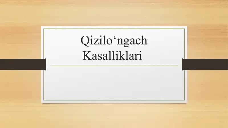 Qiziloʻngach Kasalliklari