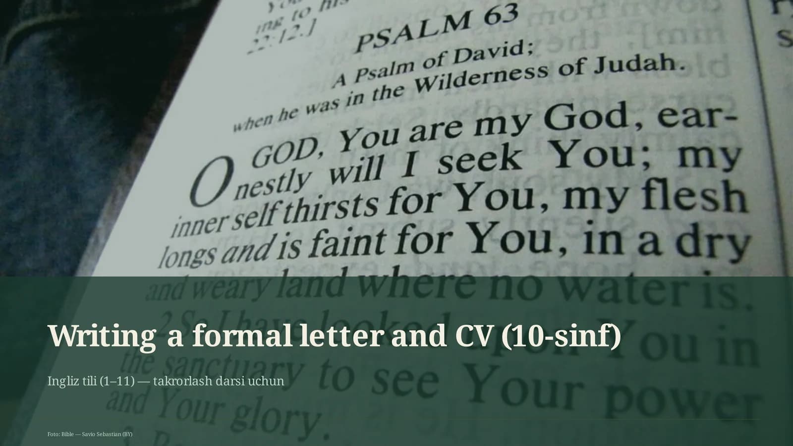 Writing a formal letter and CV (10-sinf)