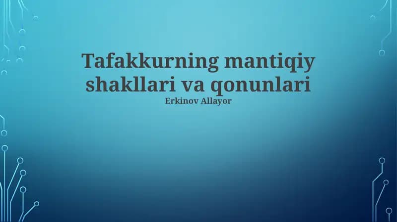 Tafakkurning mantiqiy shakllari va qonunlari