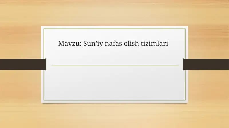 O'pkaning sun'iy ventilyatsiyasi