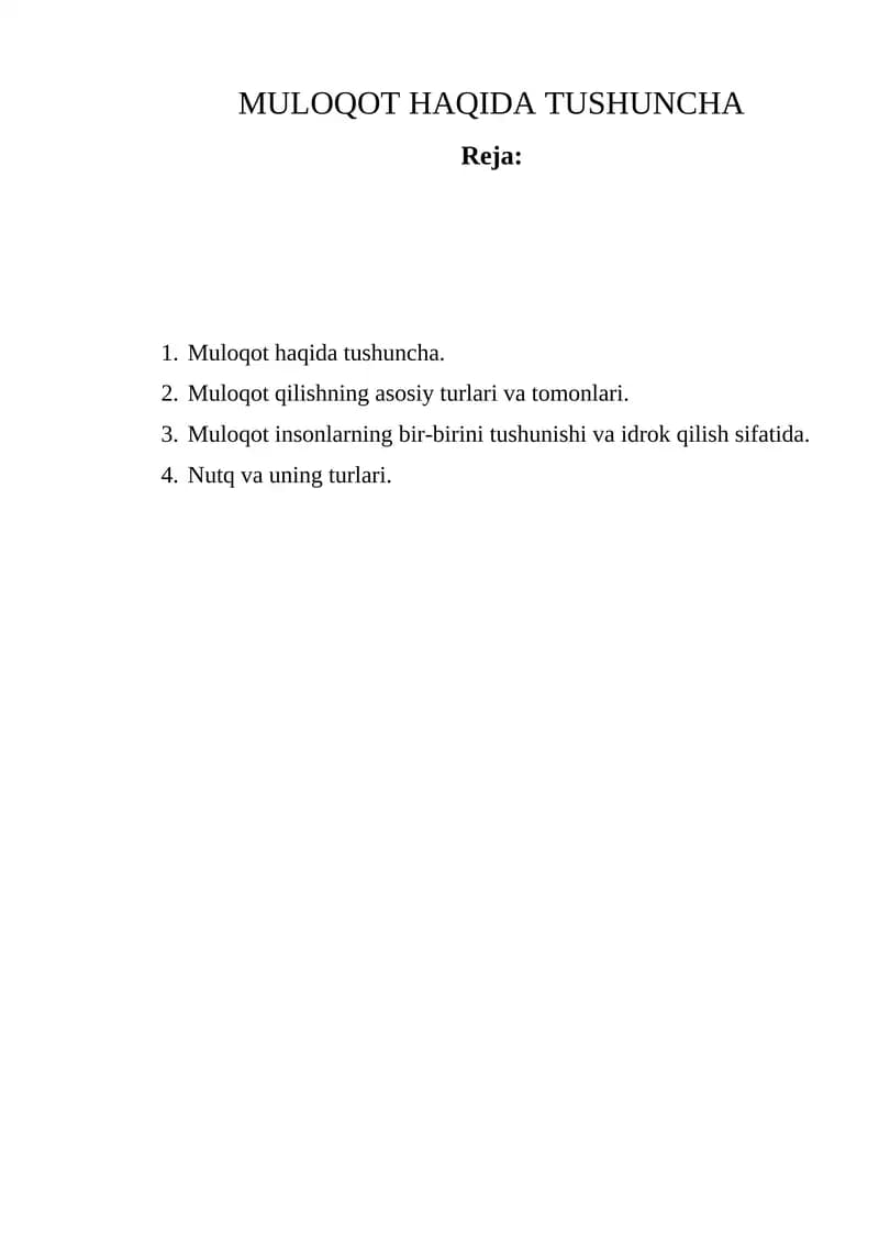 Muloqot Haqida Tushuncha