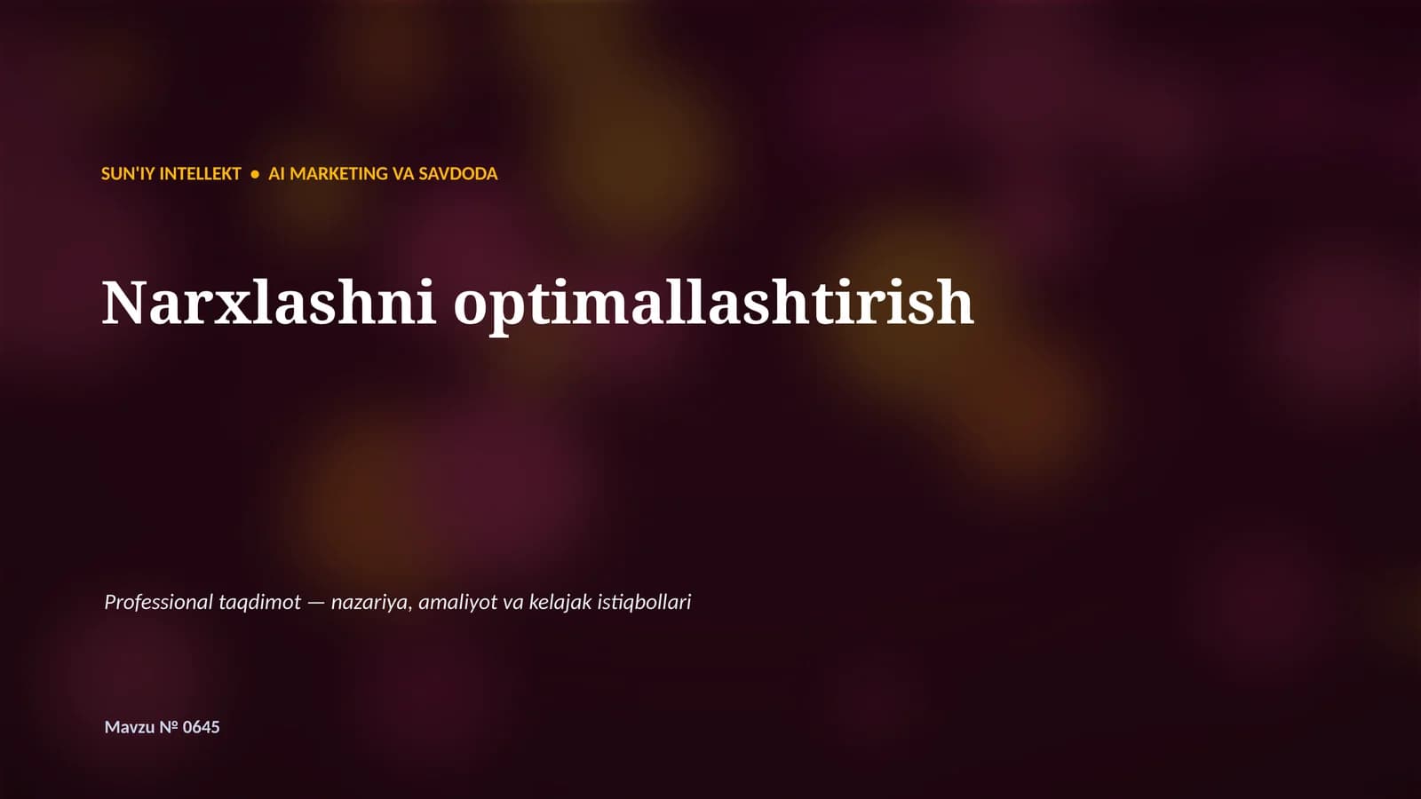 SUN'IY INTELLEKT • AI MARKETING VA SAVDODA