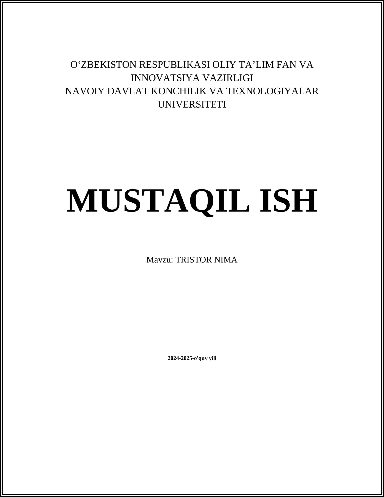TRISTOR NIMA