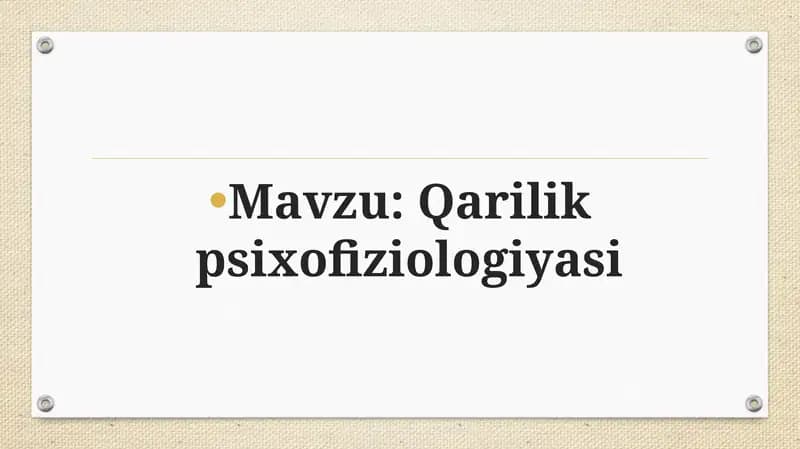 Qarilik psixofiziologiyasi