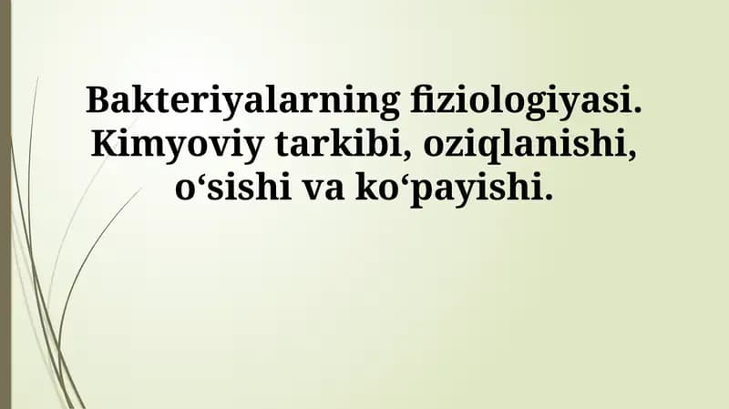 Bakteriyalarning Fiziologiyasi