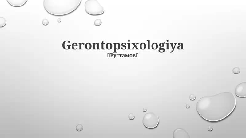 Gerontopsixologiya