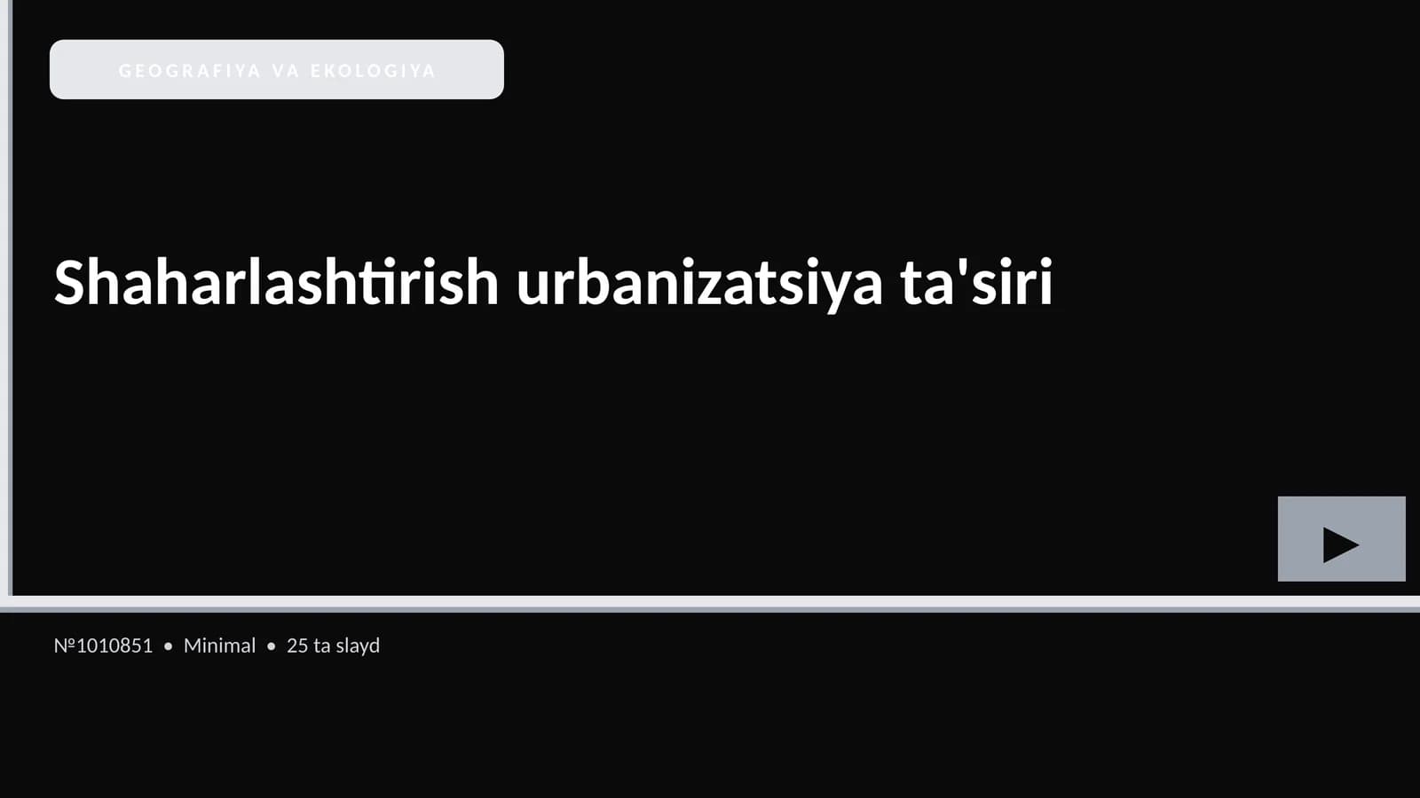 GEOGRAFIYA VA EKOLOGIYA