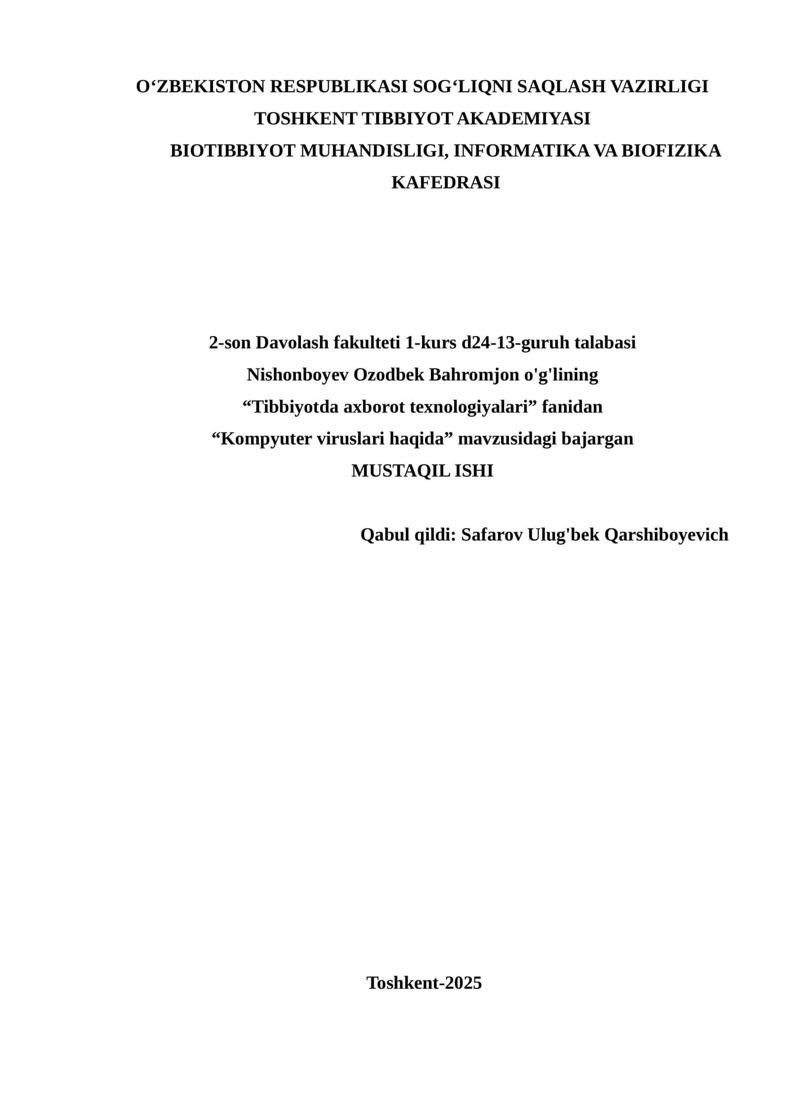 Kompyuter viruslari haqida