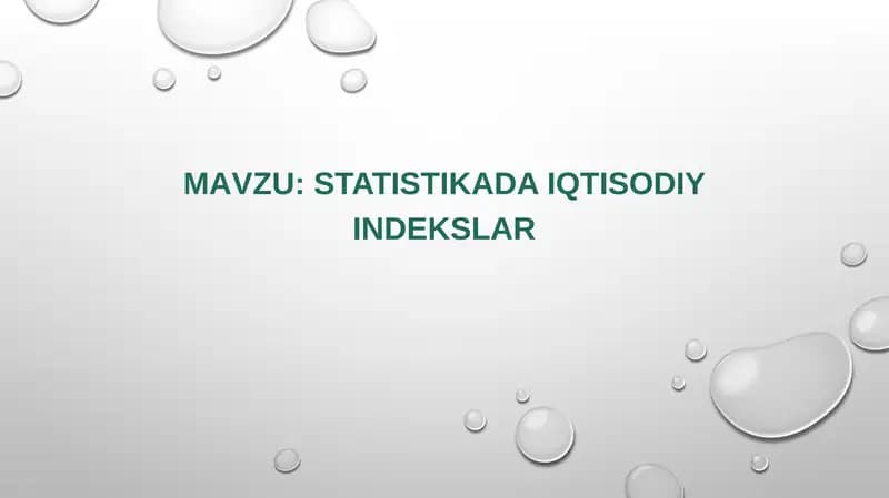 Statistikada iqtisodiy indekslar