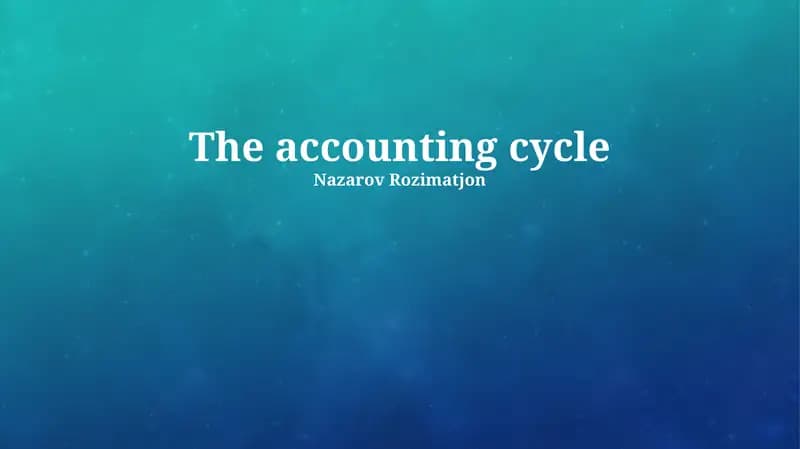 The accounting cycle