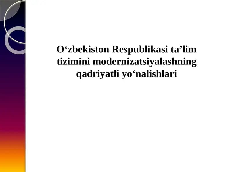 O‘zbekiston Respublikasi Ta‘lim To‘g‘risida