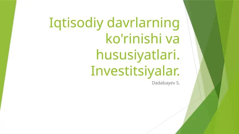 iqtisodiy davrlarning korinishi