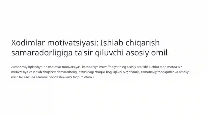 Xodimlar motivatsiyasi