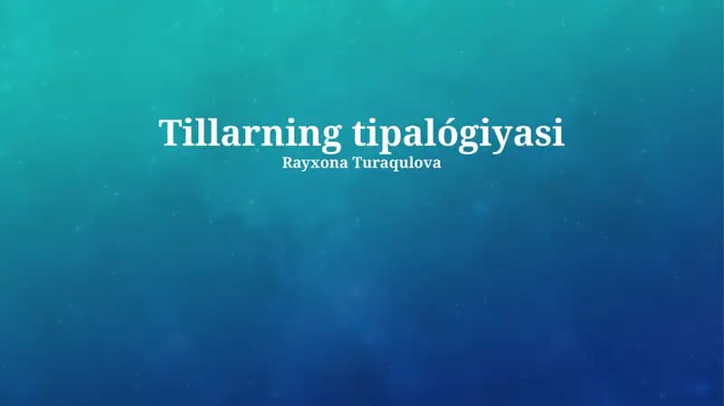 Tuproqlarning genetik tasnifi