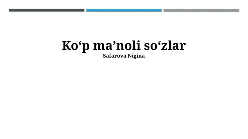 Ko'p Ma'noli So'zlarning Turlari
