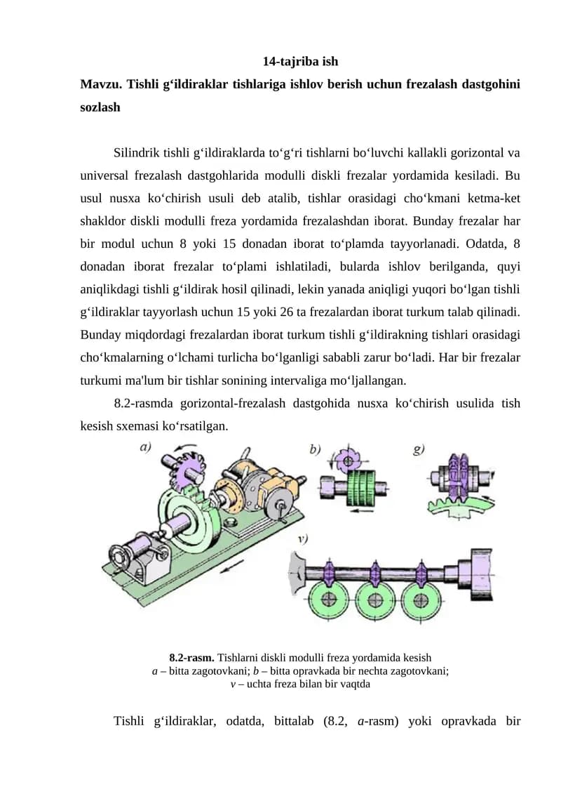 Frezalash dastgohi sozlash