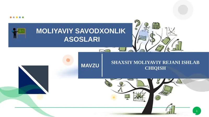 SHAXSIY MOLIYAVIY REJANI ISHLAB CHIQISH
