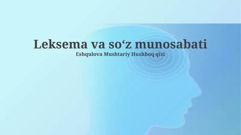 Leksema va soʻz munosabati