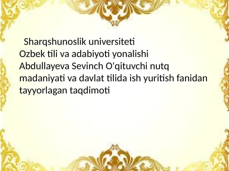O'zbek tili va adabiyoti yonalishi