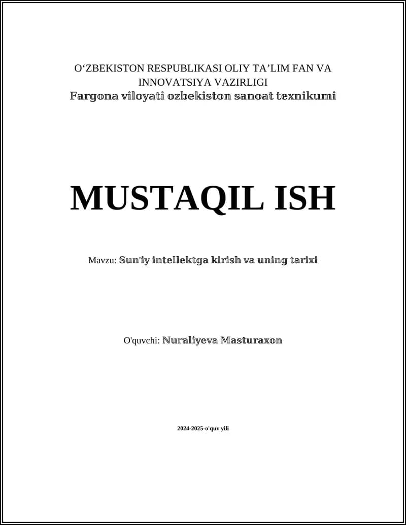 Sun'iy intellektning tarixi