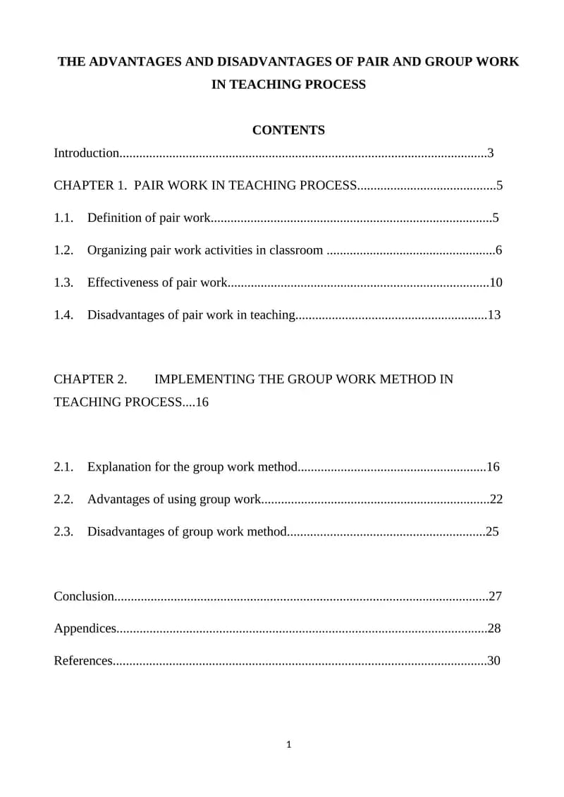 THE ADVANTAGES AND DISADVANTAGES OF PAIR AND GROUP WORK IN TEACHING PROCESS