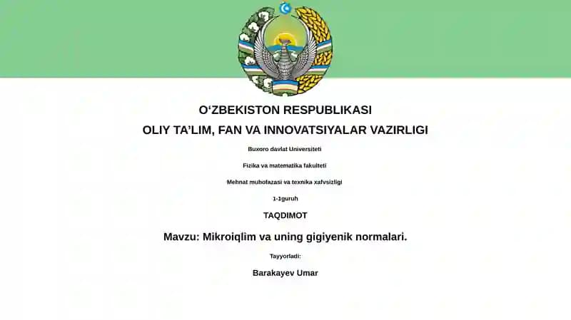 Mikroiqlim va uning gigiyenik normalari