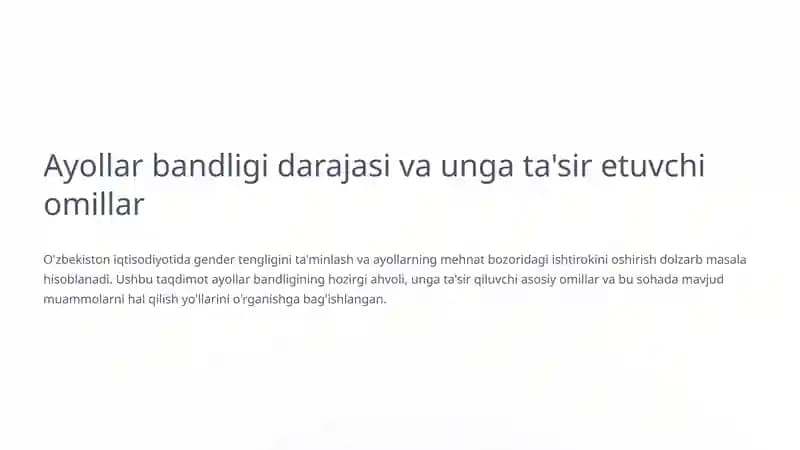 Ayollar bandligi darajasi va unga ta'sir etuvchi omillar