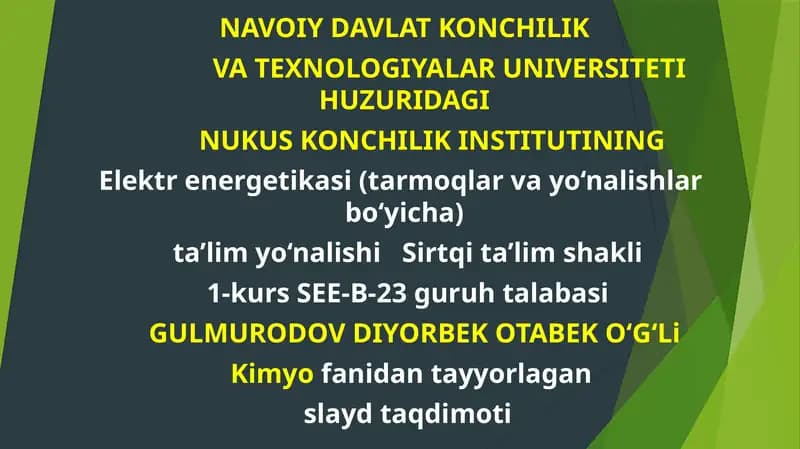 Kimyofanidantayyorlagan slaydtaqdimoti