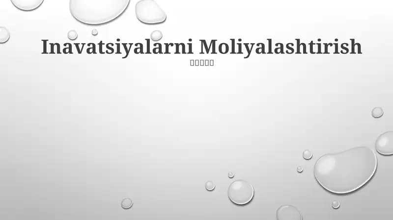 Innovatsiyalarni Moliyalashtirish