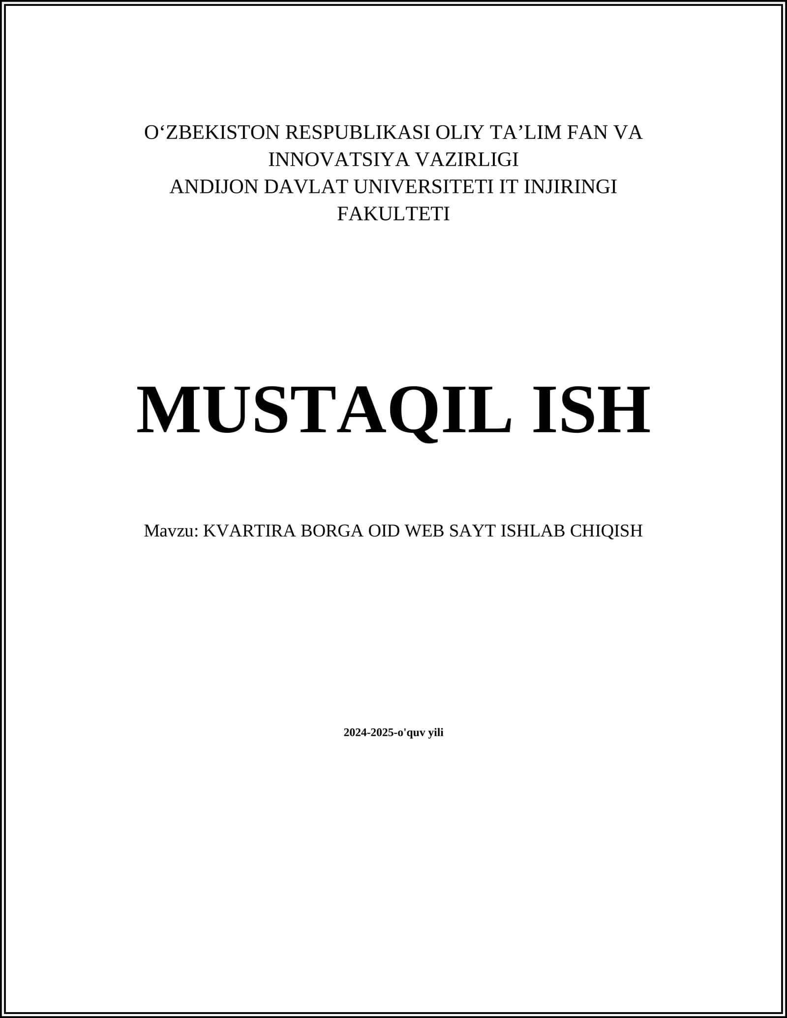KVARTIRA BORGA OID WEB SAYT ISHLAB CHIQISH