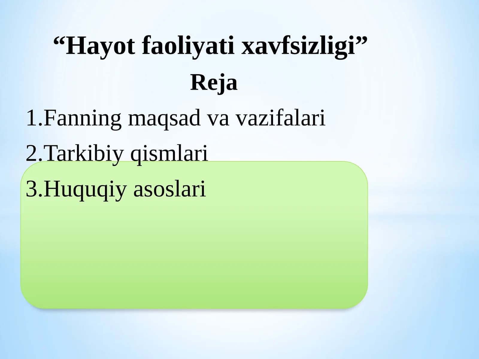 Hayot faoliyati xavfsizligi