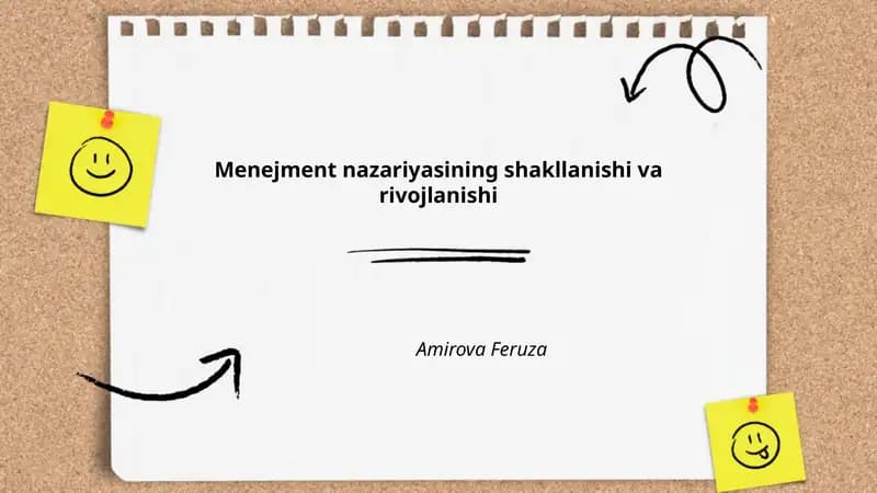 Menejment nazariyasining shakllanishi va rivojlanishi