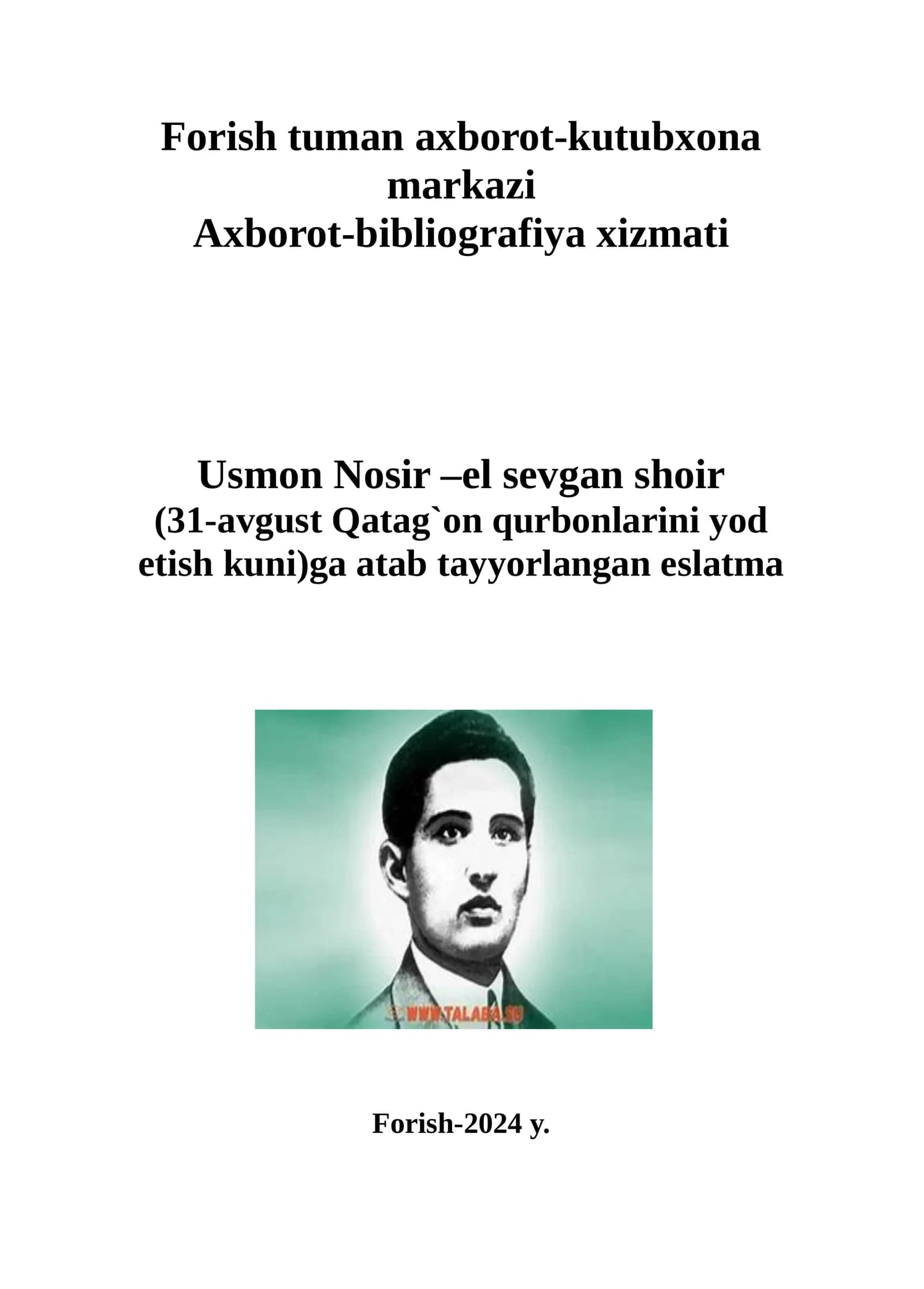 Usmon Nosir –el sevgan shoir