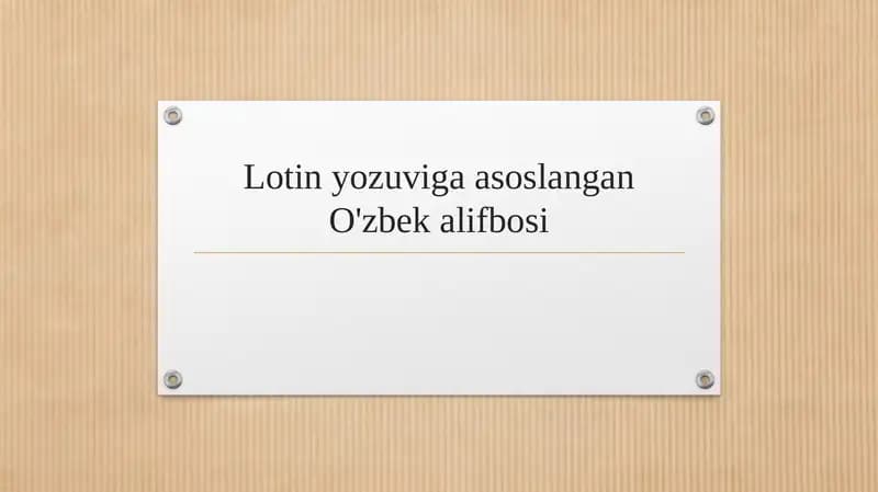 Lotin yozuviga asoslangan O'zbek alifbosi